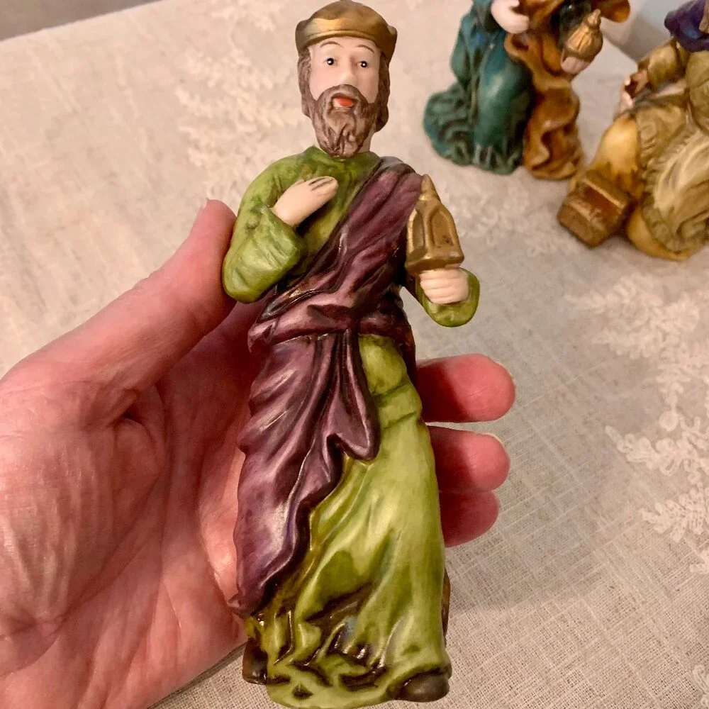 3 Wise Men Nativity Replacement Figurines Beautiful Vintage Hand Painted